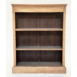 OPEN BOOKCASE, late 19th century oak and carved with three adjustable shelves, 87cm W x 112cm H x