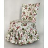 SLIPPER CHAIR, early 20th century with Jane Chuchill floral linen loose cover upholstery, 52cm W.