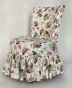 SLIPPER CHAIR, early 20th century with Jane Chuchill floral linen loose cover upholstery, 52cm W.