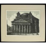 LUIGI ROSSINI (1790-1857) 'Veduta Del Pantheon Di Grippa' engraving, 30cm x 67cm, framed.