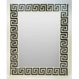 WALL MIRROR, 1970's Italian design, Greek key inlaid frame, 77cm x 62cm.