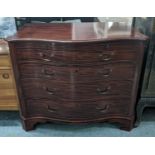 WILLIAM TILLMAN SERPENTINE CHEST, George III style mahogany with green baize brushing slide above