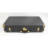 CAR TRUNK, early 20th century by G York and CO London, black leather with brass lock and clasp, 86cm