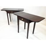 DROP FLAP SIDE TABLES, 72cm H x 51cm x 43cm x 98cm open, a pair, George III mahogany, each with