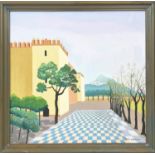 LESZEK DABROWSKI (Polish b. 1942), 'Sunight Alcazar', oil on canvas, 70cm x 75cm.