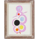 SONIA DELAUNAY, Femme Rouge, pochoir 1969, suite 27 pochoirs, vintage French frame, 24cm 17.5cm. (