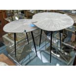 LILIE PAD NEST OF TABLES, a graduated set of two, silvered top, largest measuring 54cm H x 54cm