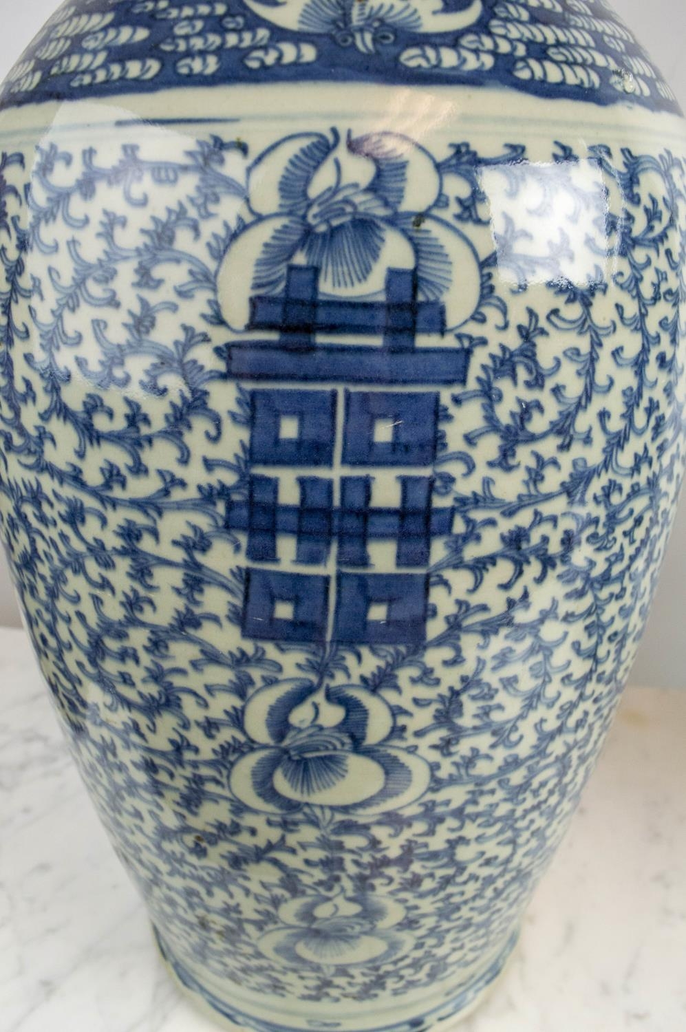 CHINESE VASES, a near pair, blue and white, 60cm H. (2) - Image 6 of 6