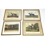 19TH CENTURY HORSE RACING PRINTS, a matched set of four, largest 63cm x 50cm. (4)