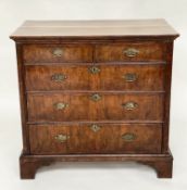 CHEST, early 18th century English Queen Anne figured walnut with two short above three long drawers,