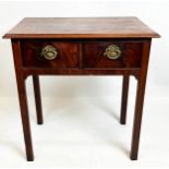 SIDE TABLE, 72cm H x 70cm W x 46cm D, George III mahogany, circa 1770, with two drawers.