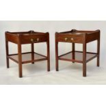LAMP TABLES, a pair, George III design figured mahogany each galleried with drawer and undertier,