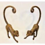 SCULPTURAL MONKEY FIGURES, a pair, bronzed finish. (2)