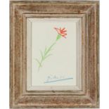 PABLO PICASSO, Fleur, off set lithograph, signed in the plate, vintage French frame, 19cm x 14cm. (