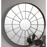 ARCHITECTURAL CIRCULAR WALL MIRROR, industrial style design, with a bronzed finish metal frame,