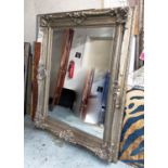 MIRROR, 128cm W x 159cm H silvered frame with a rectangular bevelled plate.