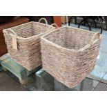 LOG BASKETS, 45cm x 48cm x 46cm D, a pair wicker. (2)