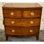 BOWFRONT CHEST, 89cm H x 89cm W x 50cm D, Regency mahogany of four drawers.