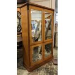 SIDE CABINETS, a pair, 97cm W x 161cm H x 39cm D Victorian oak, each with four mirrored doors
