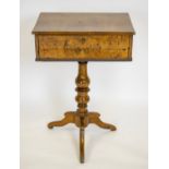 WORK TABLE, 71cm H x 50cm x 37cm, 19th century Continental walnut and burr walnut with book