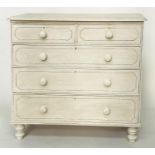 VICTORIAN CHEST, grey painted and traditionally black lined with two short above three long drawers,