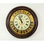 WALL CLOCK, 20th century 'Chocolat Guerin - Boutron' French, spring driven windup mechanism, 48cm
