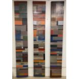 MID 20th CENTURY SCHOOL ABSTRACT PANELS, a set of three, oils on canvas, each 240cm x 38cm (3)