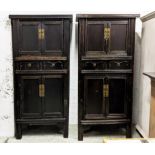 MARRIAGE CABINETS, 174cm H x 86cm x 48cm, a pair, Chinese lacquer, each with four doors and two