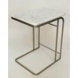 LAMP TABLE BY FLEXFORM, Italian rectangular carrara white marble top, on shaped steel supports