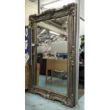 MIRROR, 225cm x 145cm, continental style, silvered frame, bevelled plate.
