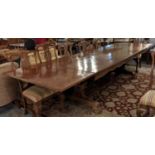 DRAW-LEAF TABLE, 372cm L extended x 81cm H x 105cm D 20th century Continental walnut on ornate