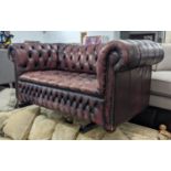 CHESTERFIELD SOFA, 165cm L x 73cm H with buttoned leather upholstery.