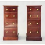 BEDSIDE CHESTS, a pair, Victorian style mahogany each with four drawers and plinth base, 33cm W x