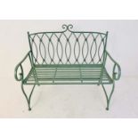 GARDEN BENCH, 95cm high, 105cm wide, 54cm deep, pistachio green painted finish.