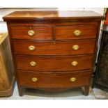 BOWFRONT CHEST, 106cm H x 98cm W x 48cm D, 19th century mahogany of five drawers.