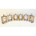 WALL LANTERNS, set of six, 43cm H x 22cm W x 11cm D, Art Deco style, mirrored backs, gilt metal