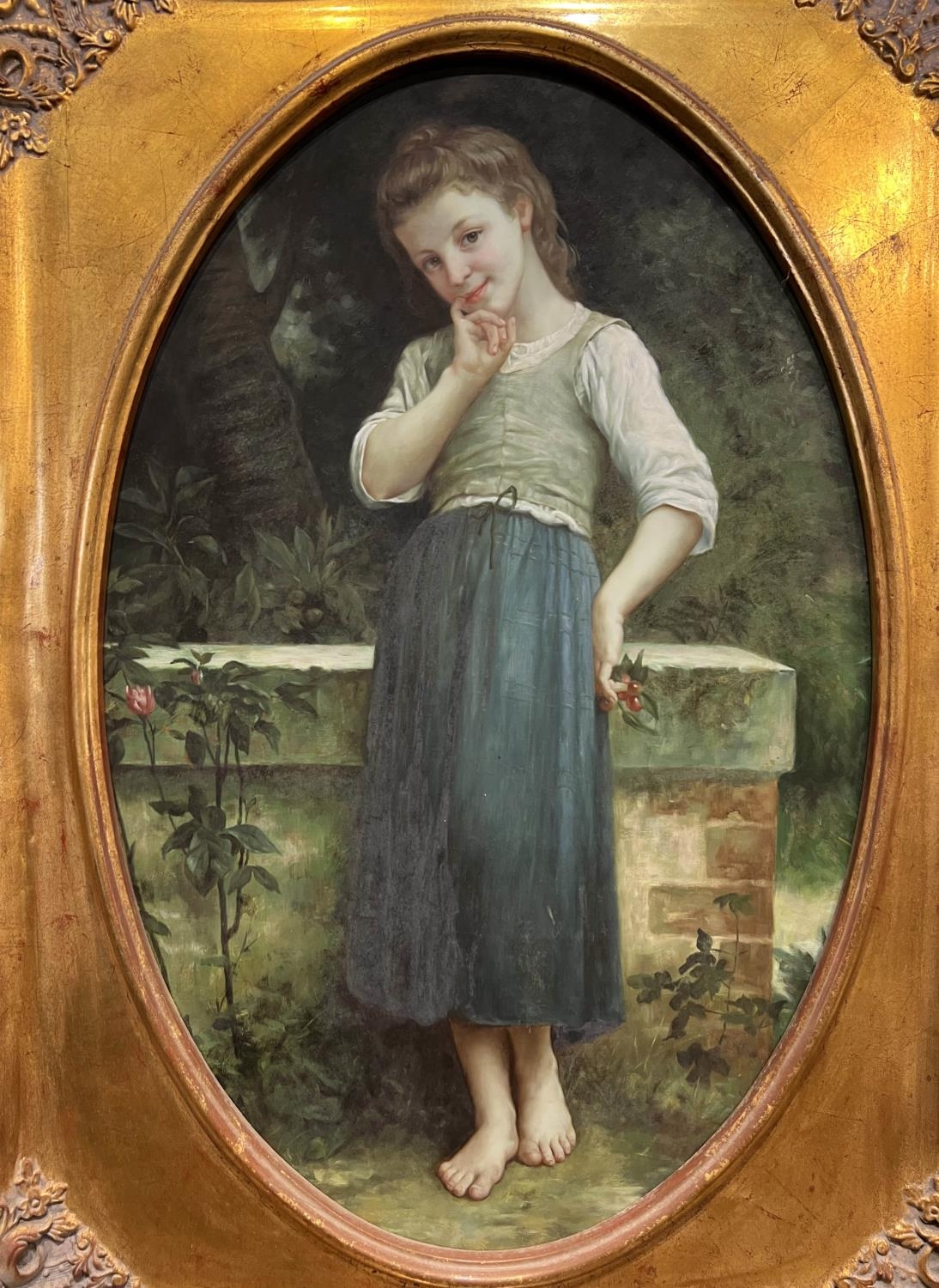 AFTER CHARLES-AMABLE LENOIR (1860-1926) 'The Cherry Picker', oil on canvas, 86cm x 55cm, gilt - Image 4 of 4