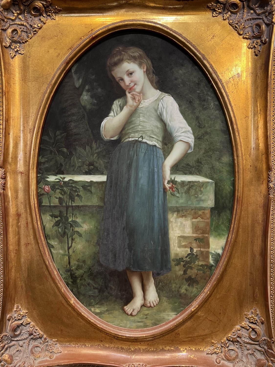 AFTER CHARLES-AMABLE LENOIR (1860-1926) 'The Cherry Picker', oil on canvas, 86cm x 55cm, gilt - Image 2 of 4