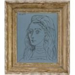 PABLO PICASSO, Jacqueline, dated in the plate, 1962, linocut, suite linogravures, vintage French
