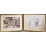 AFTER SIR WILLILAM RUSSEL FLINT, 'The passer by and on August morning' colour lithographs, 24cm x