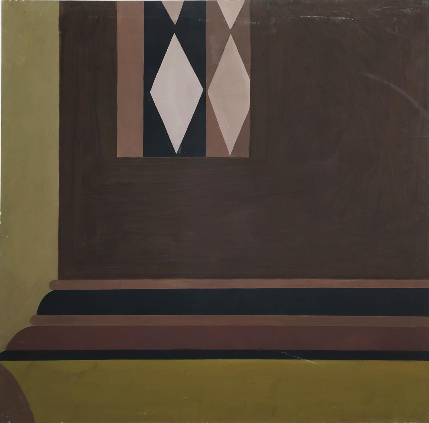JAMES ARNOLD MARTIN (1931-2015), 'Architectural abstract', oil on board, 122cm x 122cm, framed. (2) - Image 2 of 2