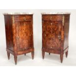 CABINETS, a pair, French 19th century Napoleon III amboyna and gilt metal mounted each bowed with