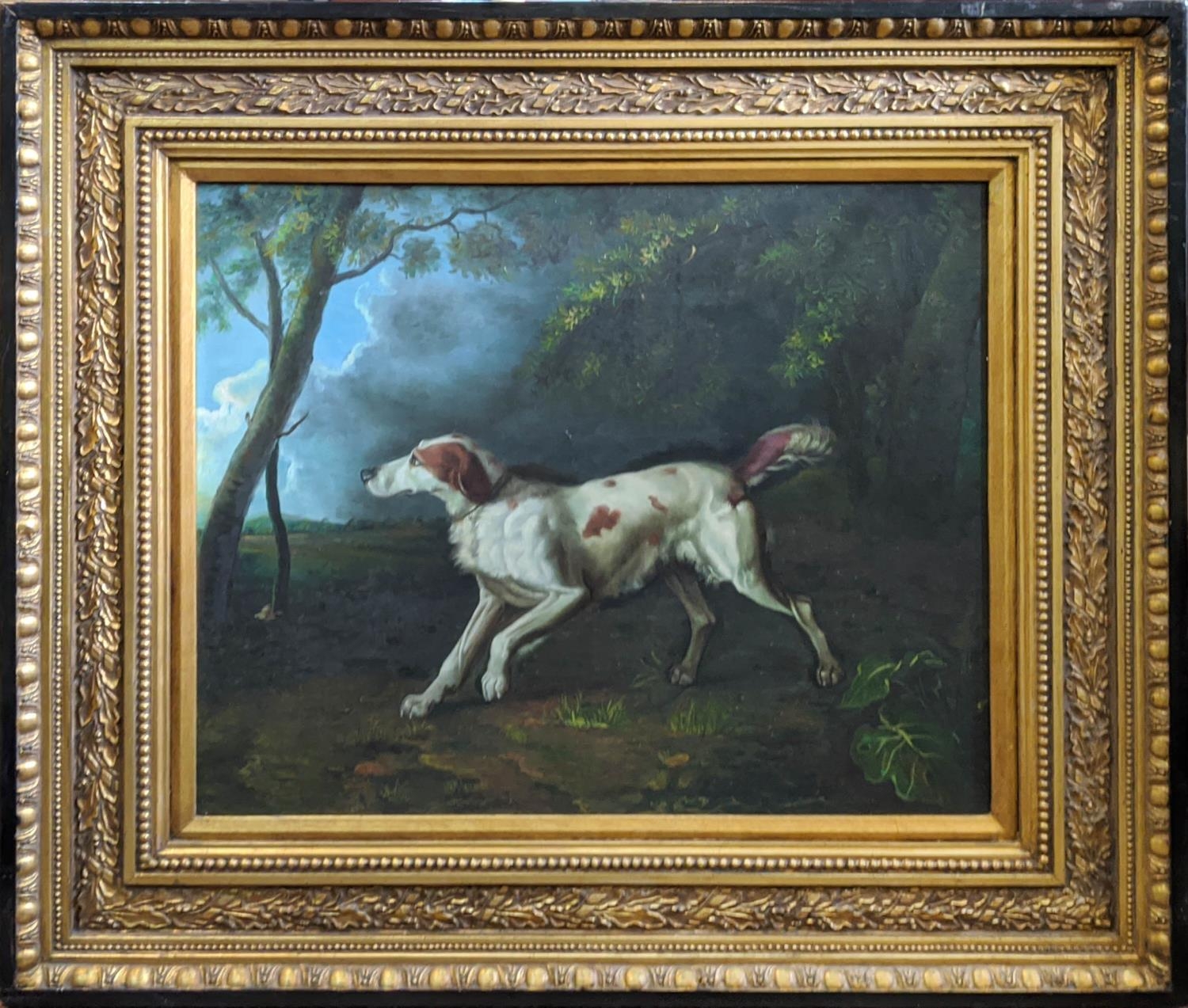 AFTER GEORGES STUBBS, Study of dog, oil on canvas, 50cm x 59cm, framed.