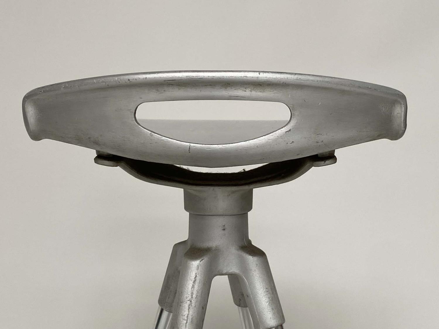 BAR STOOLS, a set of four, Italian cast and polished aluminium revolving with footrests, 83cm H. (4) - Image 3 of 7