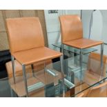DINING CHAIRS, a set eight, tan leather, 92cm H. (8)