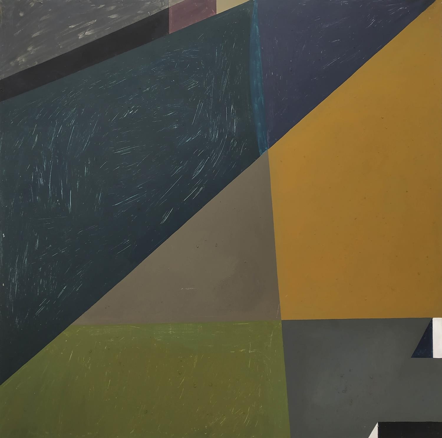 JAMES ARNOLD MARTIN (1931-2015), 'Architectural abstract', oil on board, 122cm x 122cm, framed. (2)