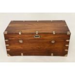 TRUNK, 19th century Chinese export camphorwood and brass bound with rising lid and carrying handles,