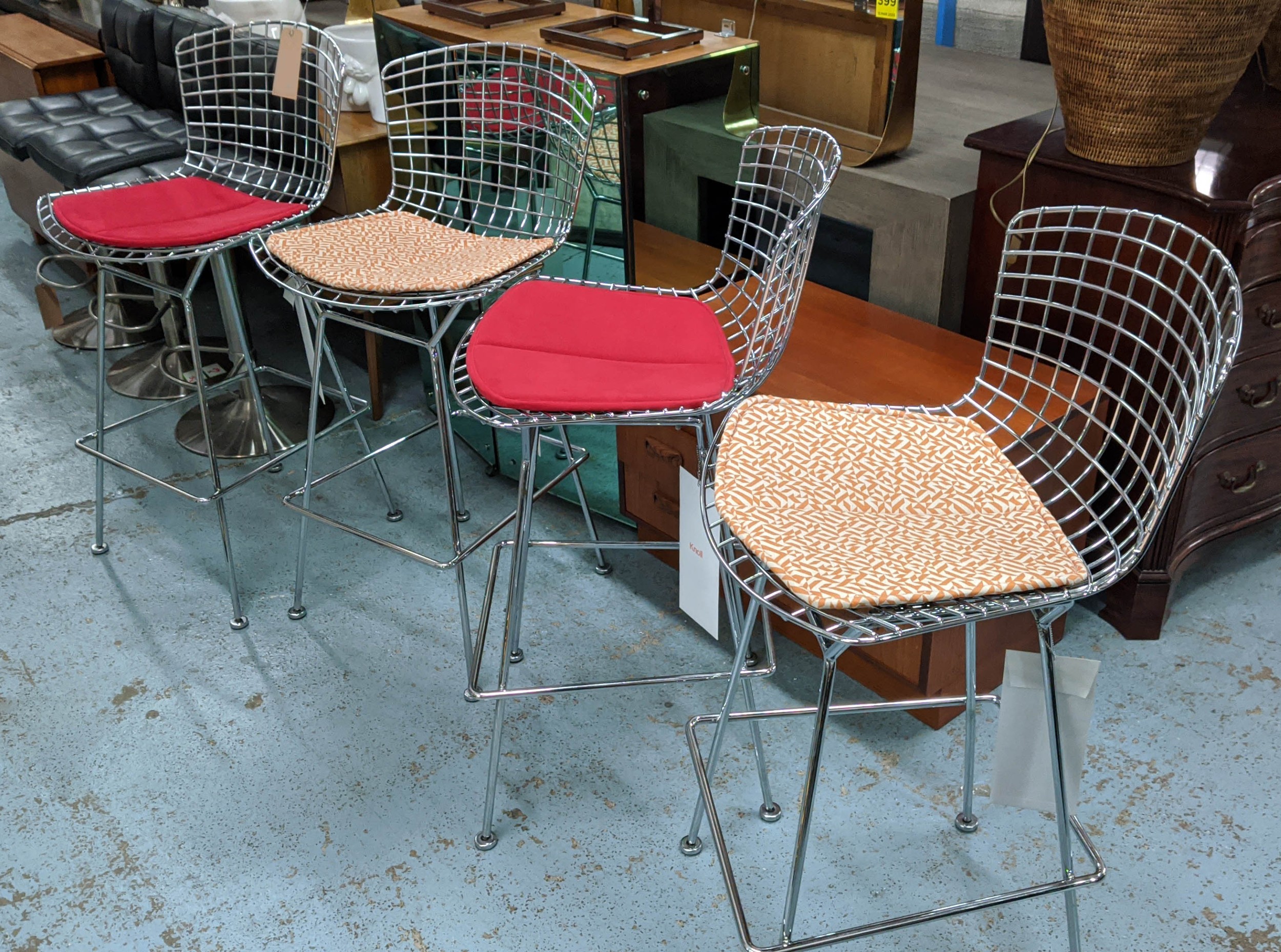 KNOLL BERTOIA BAR STOOLS, a set of four, by Harry Bertoia, 106cm H. (4)