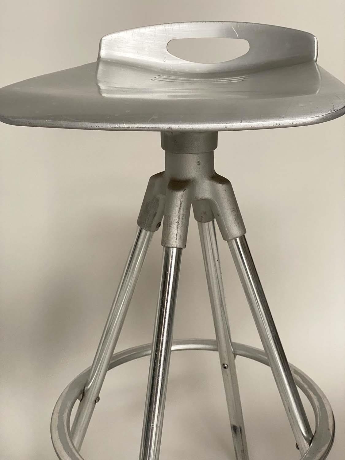 BAR STOOLS, a set of four, Italian cast and polished aluminium revolving with footrests, 83cm H. (4) - Image 7 of 7