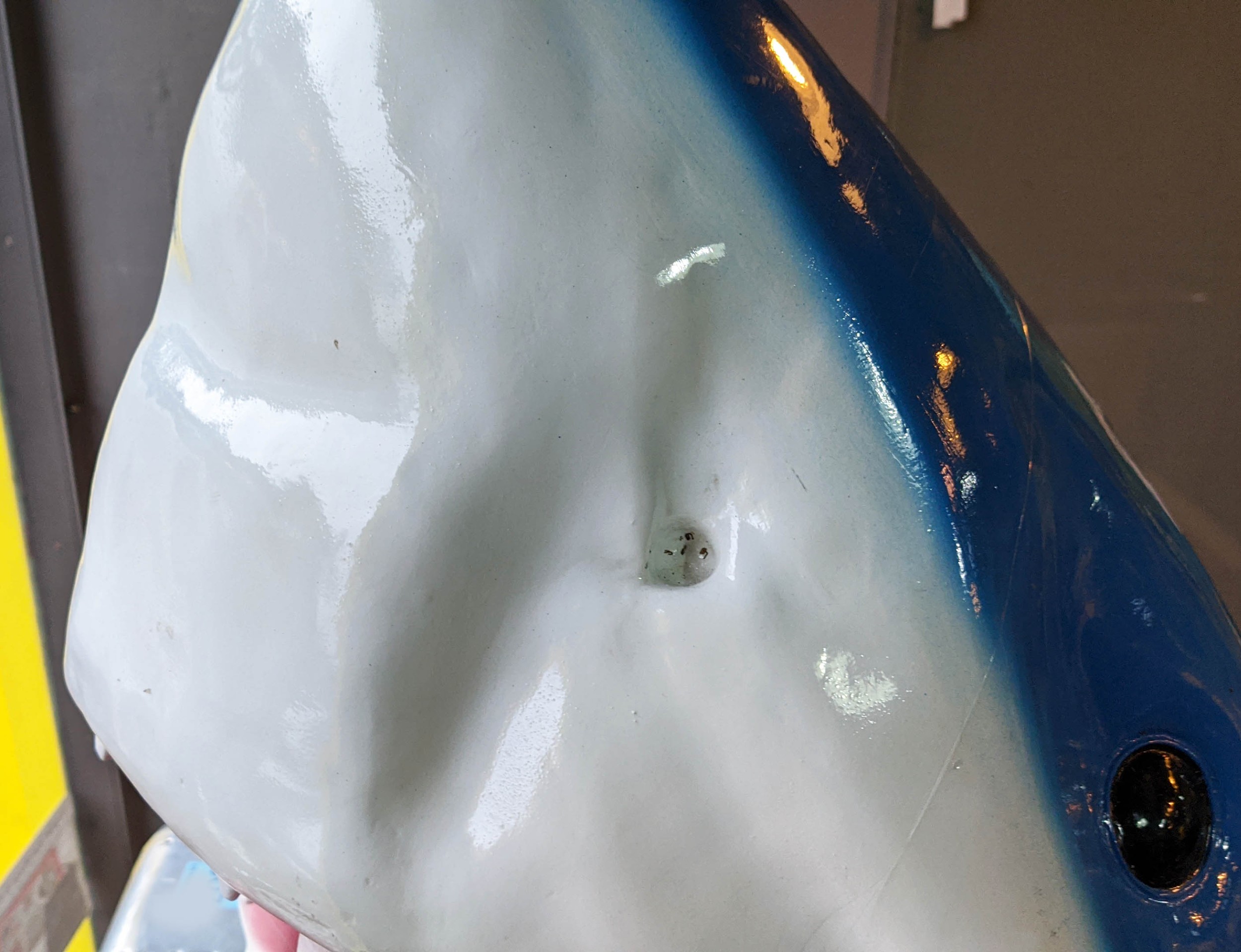 SHARK HEAD, moulded fibre glass, polychrome finish, 60cm diam x 90cm. - Image 4 of 6